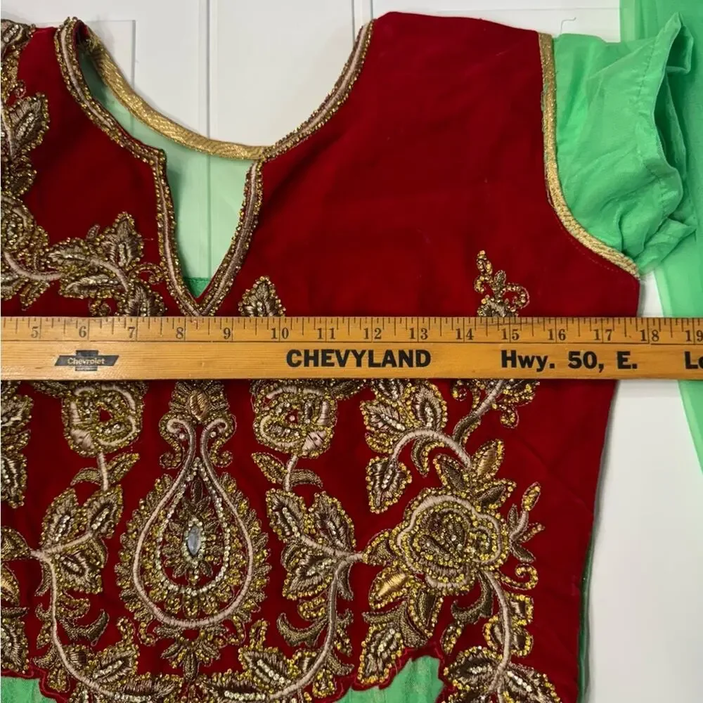 Vintage Renaissance Arabian Ornate Beaded Costume Cosplay Dress Shawl Size M/L - Picture 4 of 6
